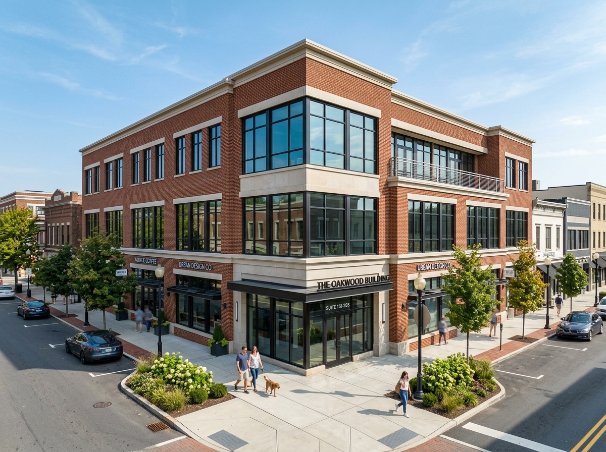 Modern boutique 3-story brick commercial office building